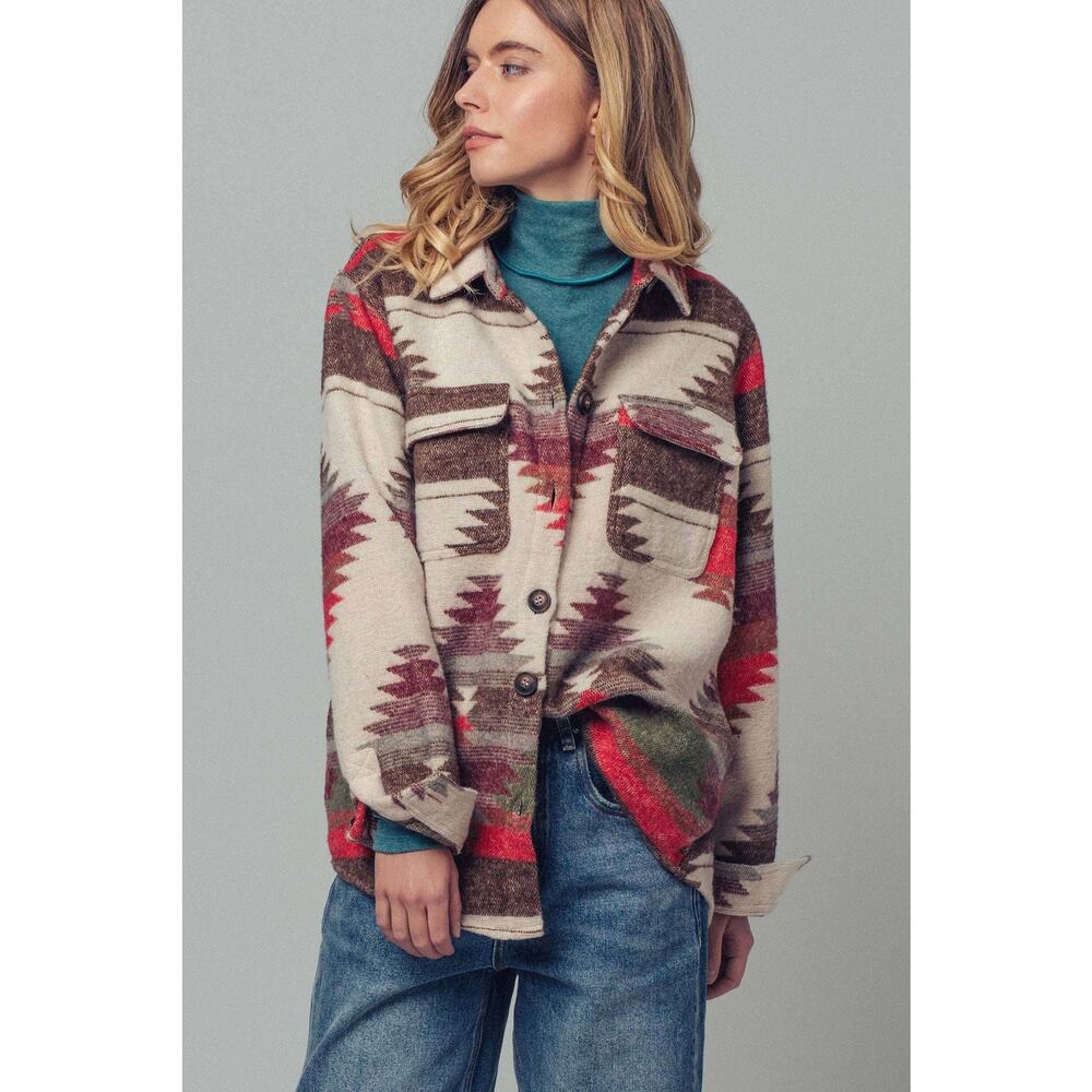 Urban Daizy Aztec Print Jacket - Western-Inspired, Relaxed Fit - Picture 4 of 8